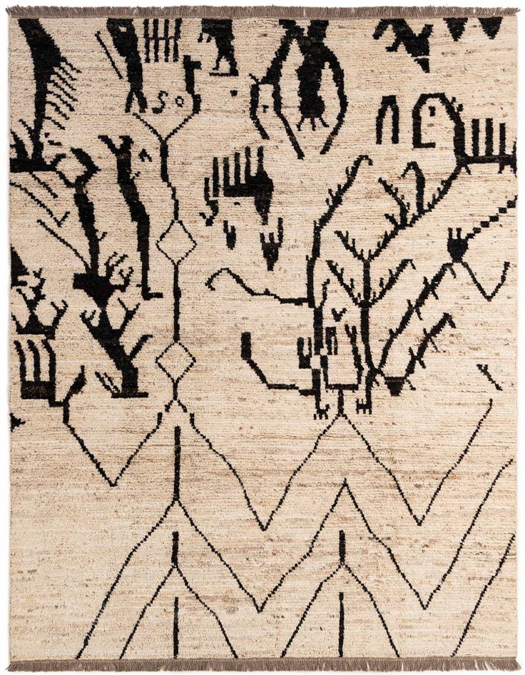 Detail image of 6' 8 x 9' 5 Hand Knotted Moroccan Wool Rug