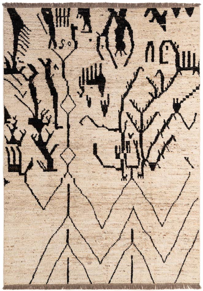Detail image of 6' 8 x 9' 5 Hand Knotted Moroccan Wool Rug