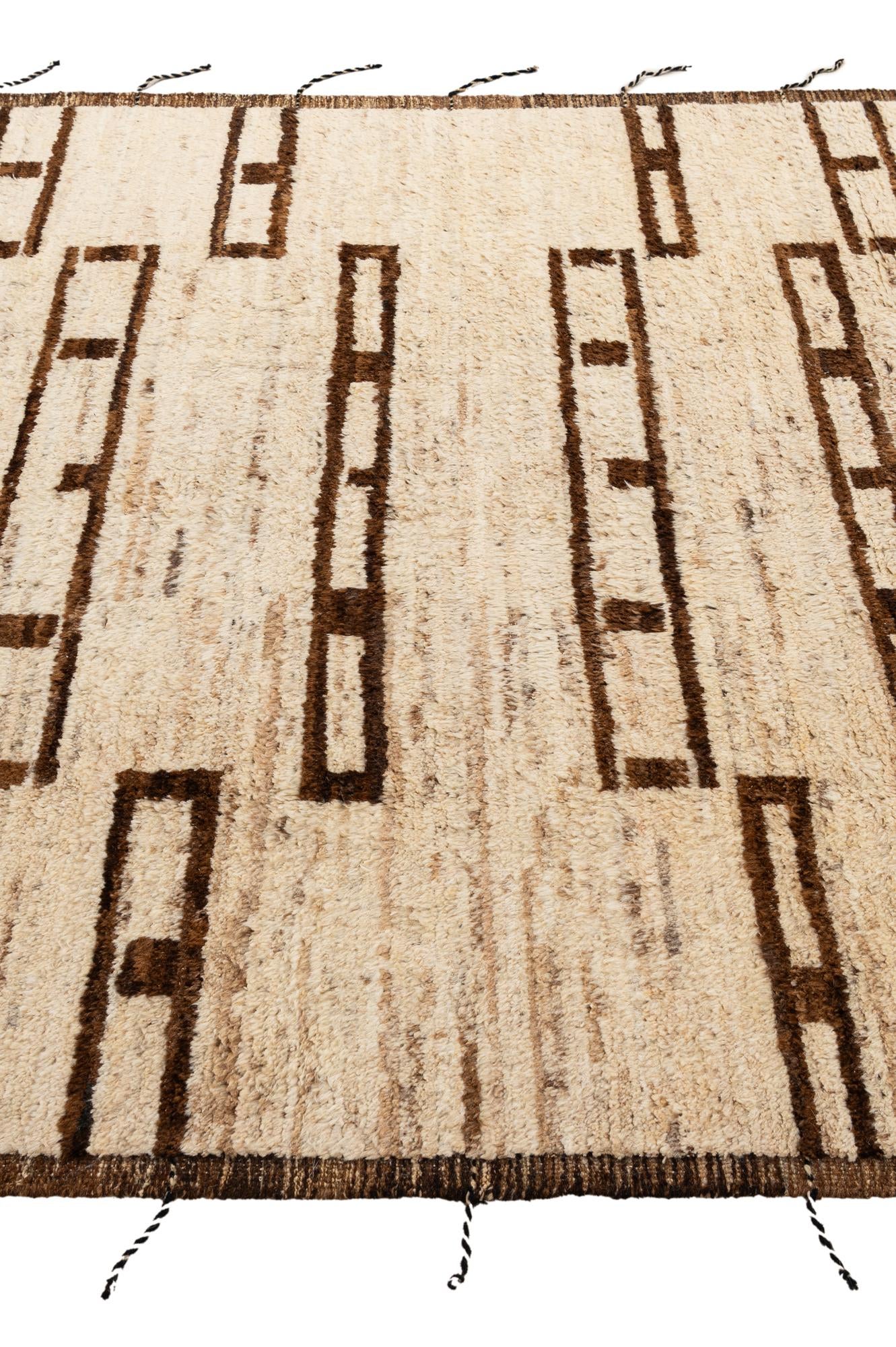 6' 9 x 9' 9 Hand Knotted Moroccan Wool Rug