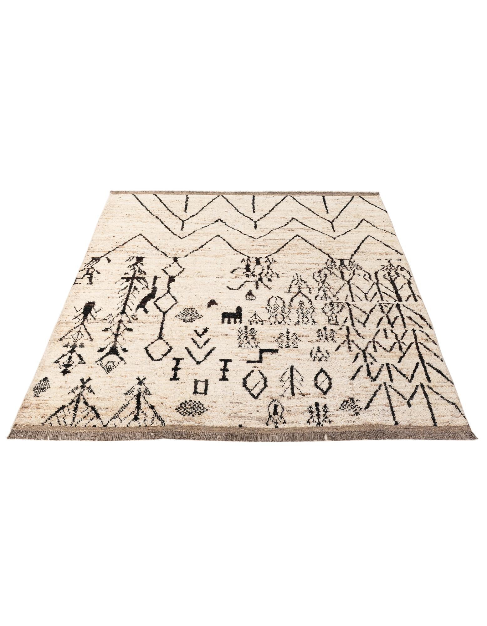 6' 9 x 9' 7 Hand Knotted Moroccan Wool Rug