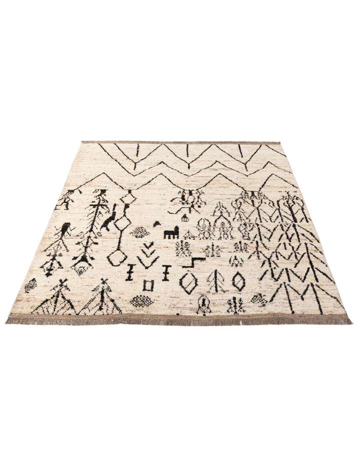 6' 9 x 9' 7 Hand Knotted Moroccan Wool Rug