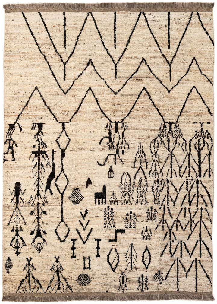 6' 9 x 9' 7 Hand Knotted Moroccan Wool Rug