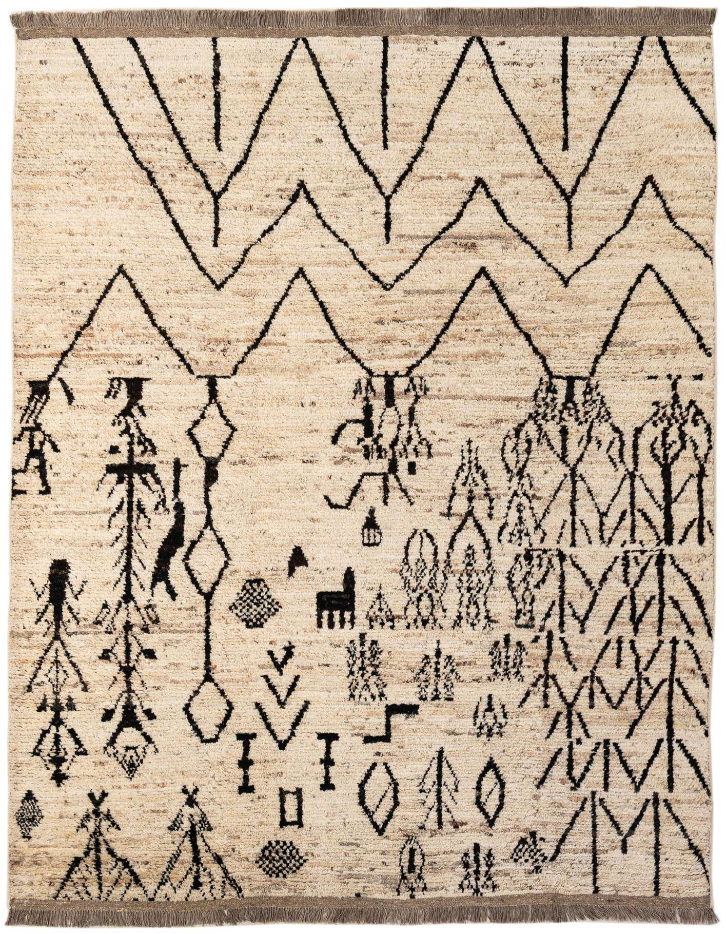 6' 9 x 9' 7 Hand Knotted Moroccan Wool Rug