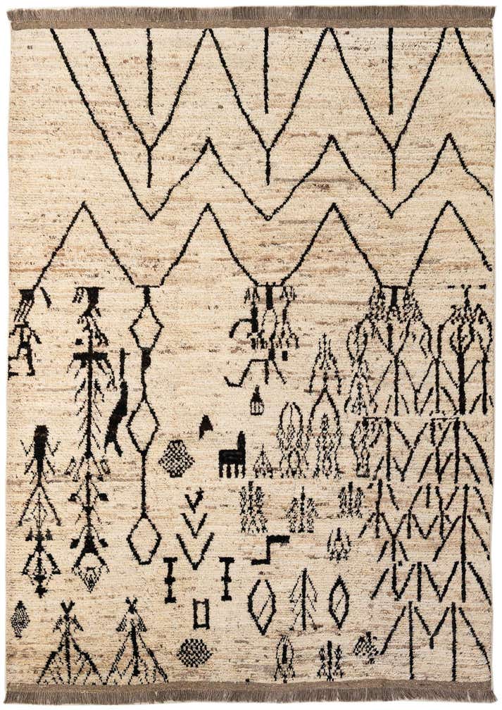 6' 9 x 9' 7 Hand Knotted Moroccan Wool Rug