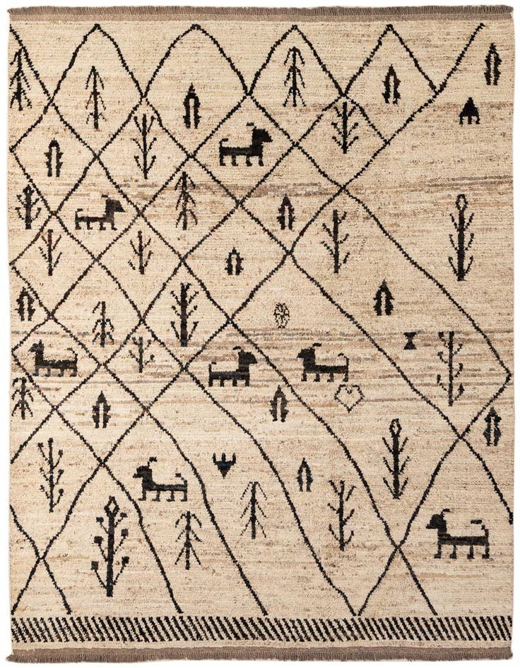 Detail image of 6' 9 x 9' 11 Hand Knotted Moroccan Wool Rug
