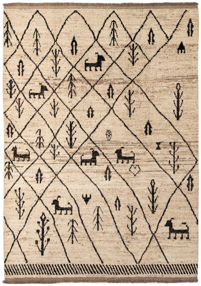 Detail image of 6' 9 x 9' 11 Hand Knotted Moroccan Wool Rug