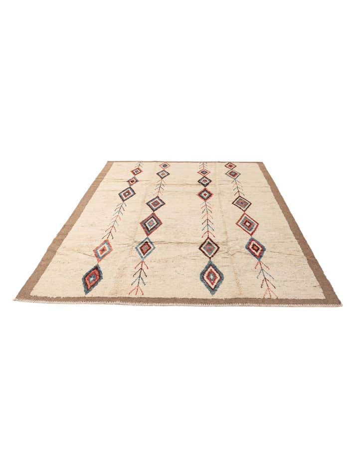 6' 9 x 9' 7 Hand Knotted Moroccan Wool Rug