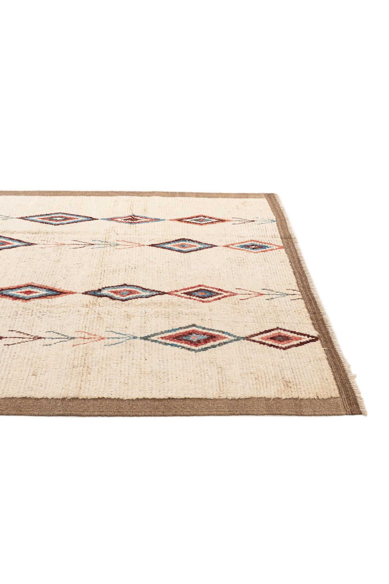 6' 9 x 9' 7 Hand Knotted Moroccan Wool Rug
