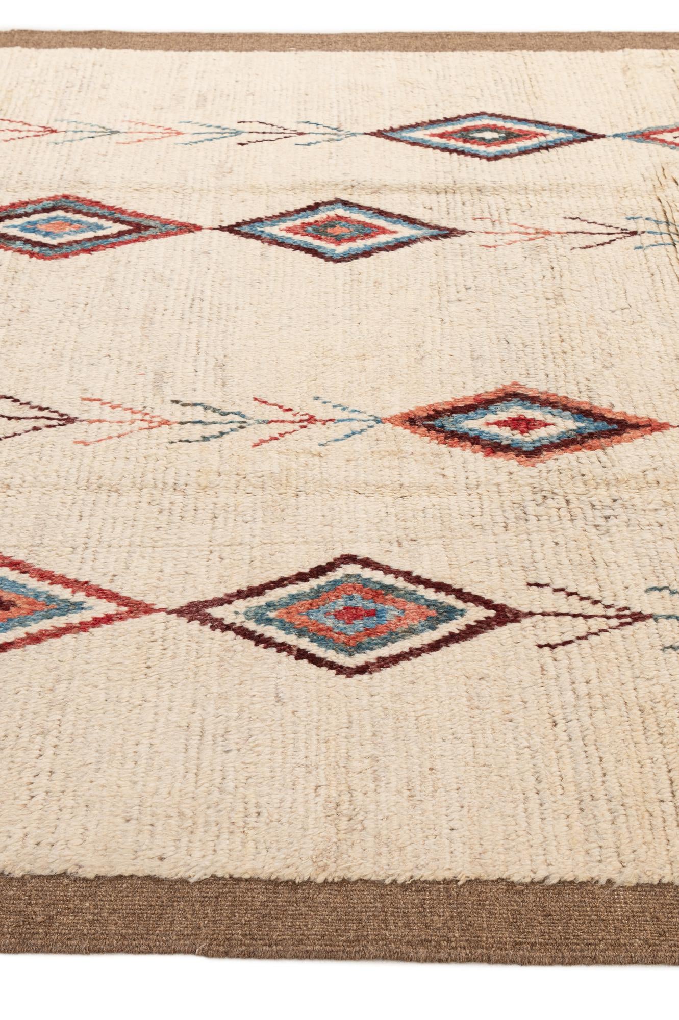 6' 9 x 9' 7 Hand Knotted Moroccan Wool Rug