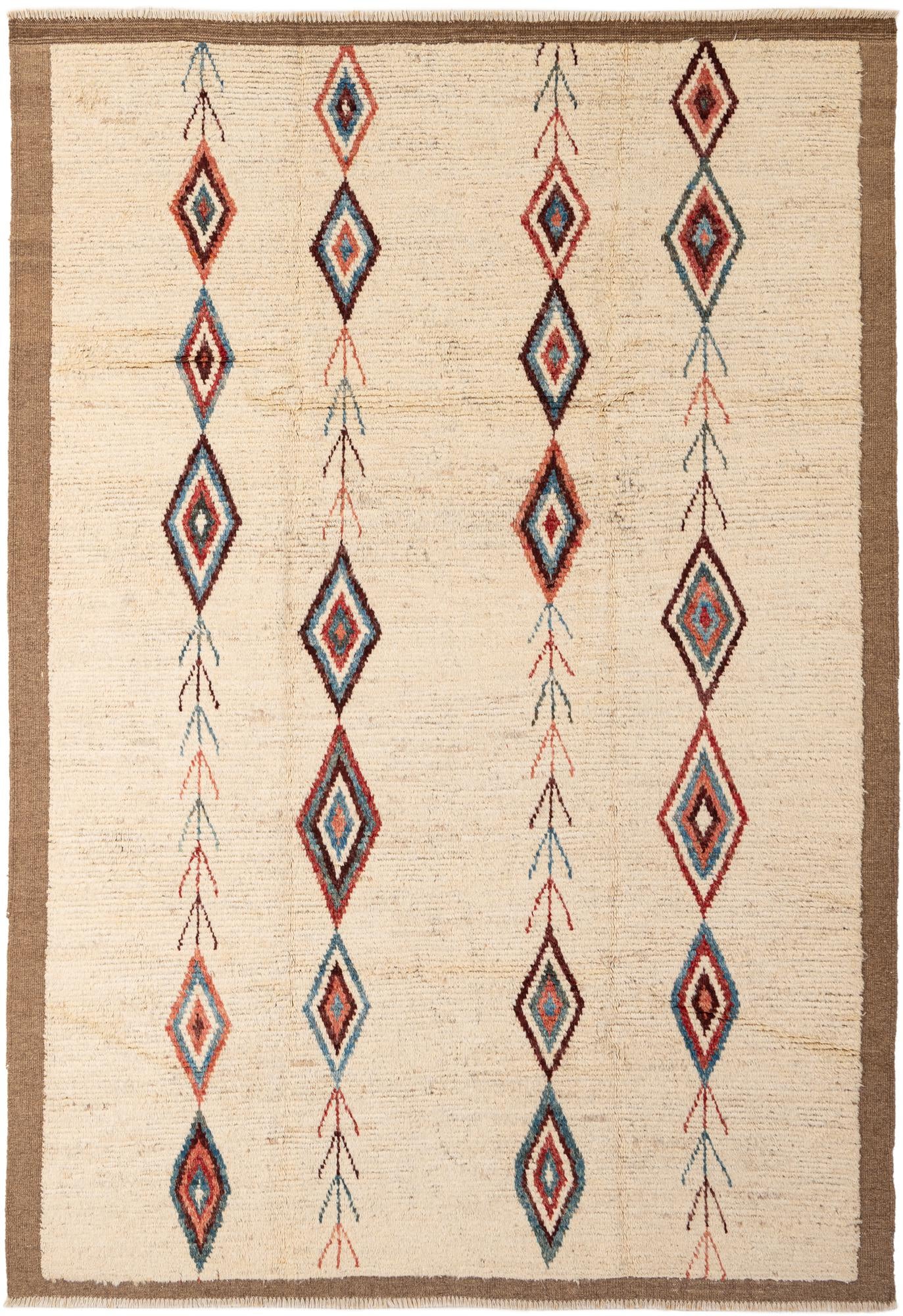 6' 9 x 9' 7 Hand Knotted Moroccan Wool Rug