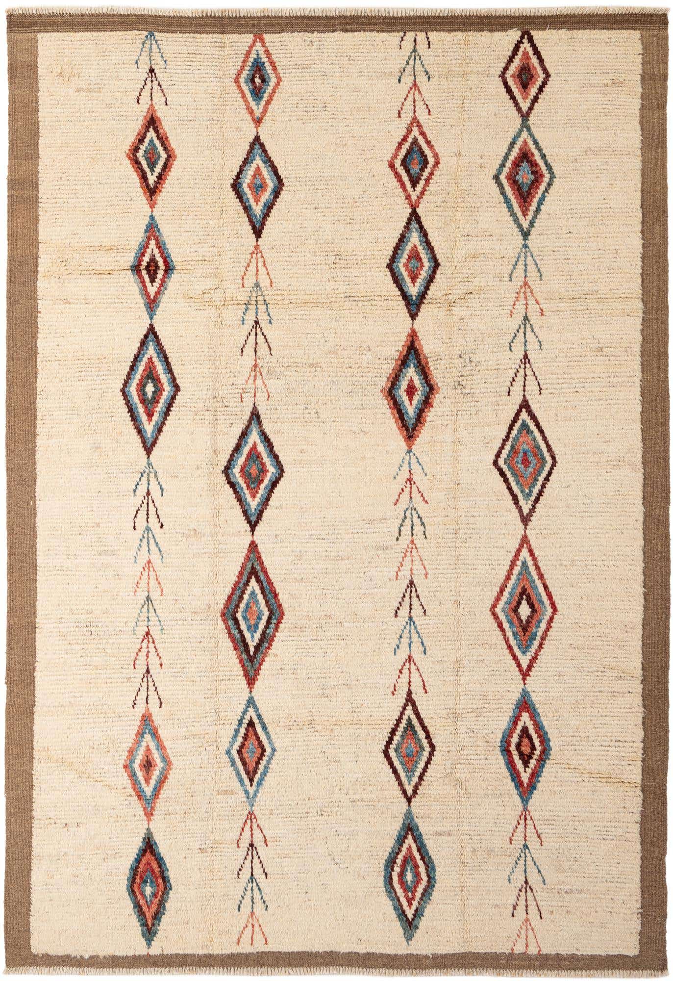 6' 9 x 9' 7 Hand Knotted Moroccan Wool Rug