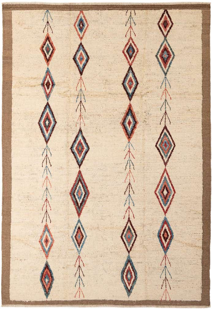 6' 9 x 9' 7 Hand Knotted Moroccan Wool Rug