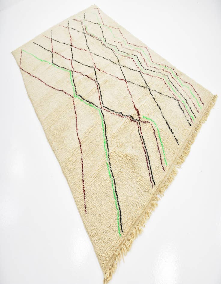 Detail image of 6' 7 x 10'  Hand Knotted Moroccan Wool Rug