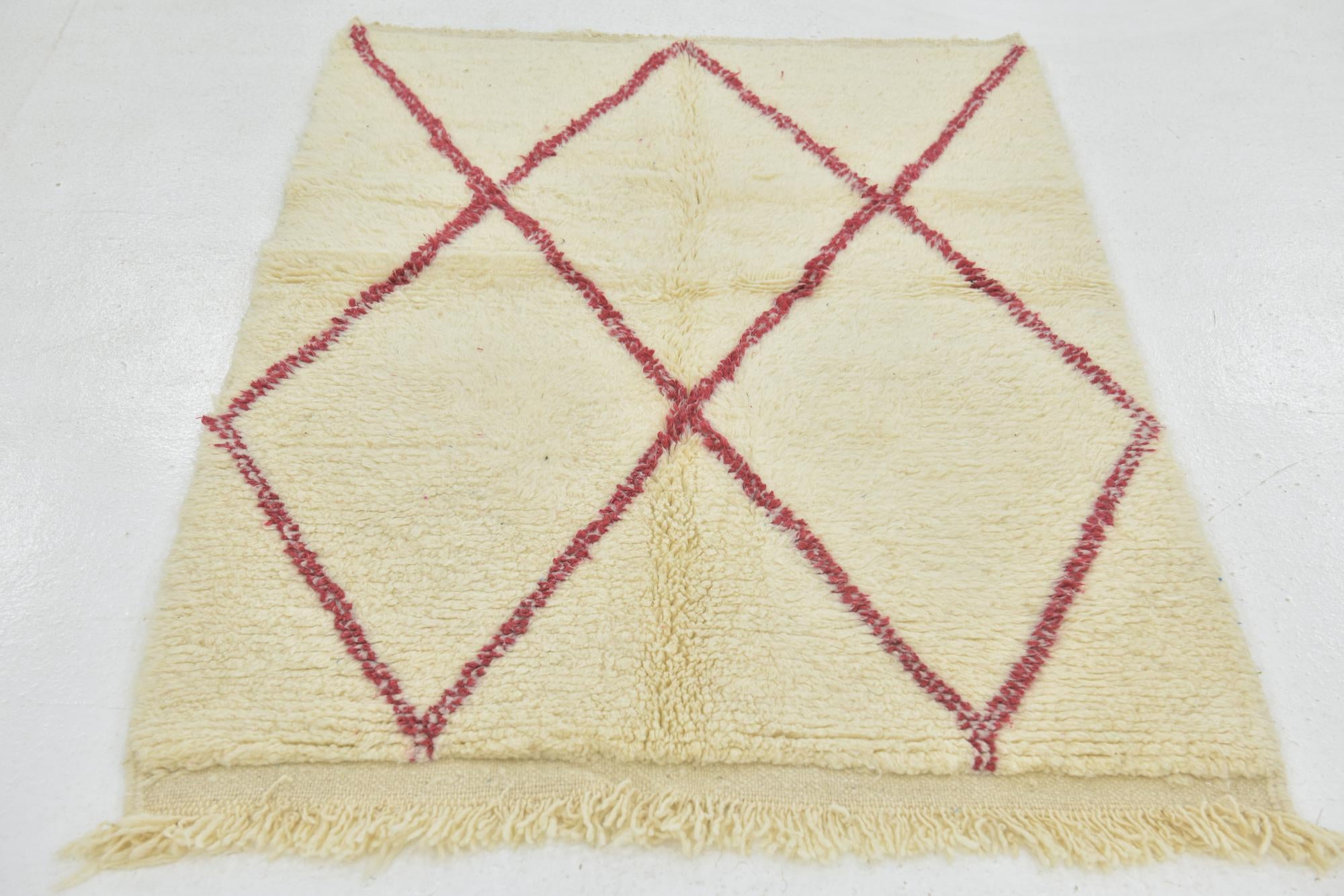 3' 4 x 4' 7 Hand Knotted Moroccan Wool Rug