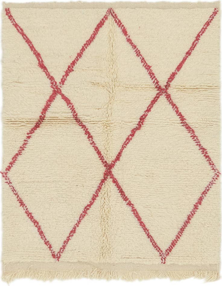 Detail image of 3' 4 x 4' 7 Hand Knotted Moroccan Wool Rug