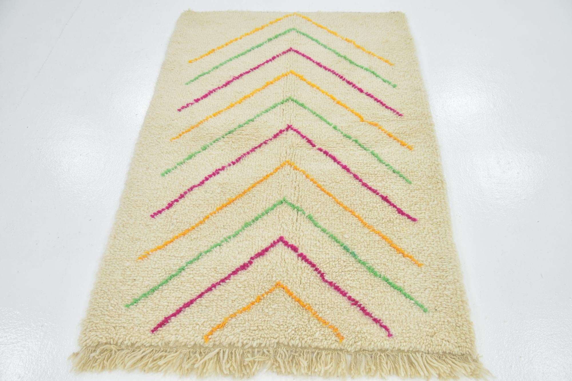 3' 9 x 5' 8 Hand Knotted Moroccan Wool Rug