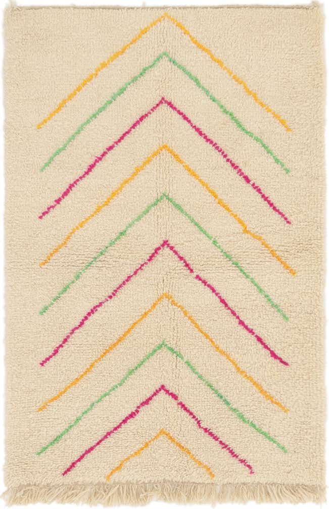 3' 9 x 5' 8 Hand Knotted Moroccan Wool Rug