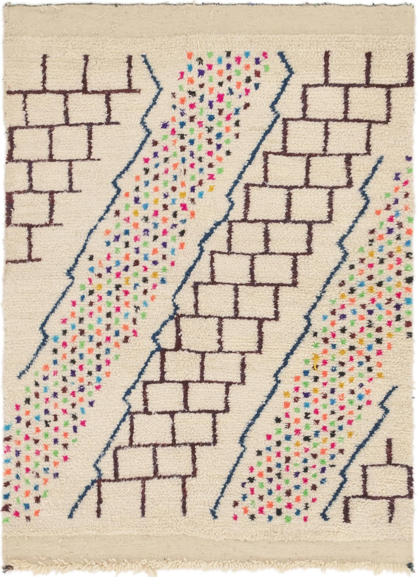 4' 6 x 6' 2 Hand Knotted Moroccan Wool Rug