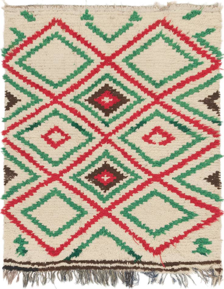 Detail image of 4' 4 x 5' 9 Hand Knotted Moroccan Wool Rug