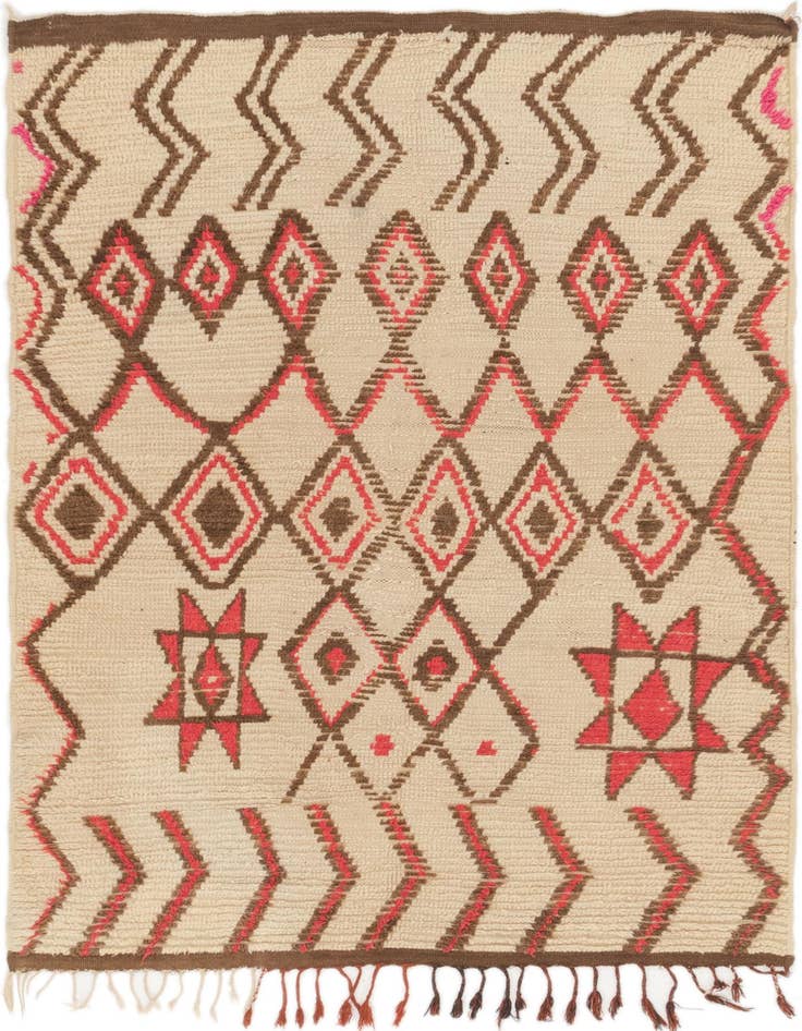Detail image of 4' 5 x 6' Hand Knotted Moroccan Wool Rug