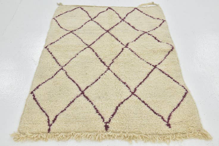 Detail image of 3' 3 x 4' 8 Hand Knotted Moroccan Wool Rug