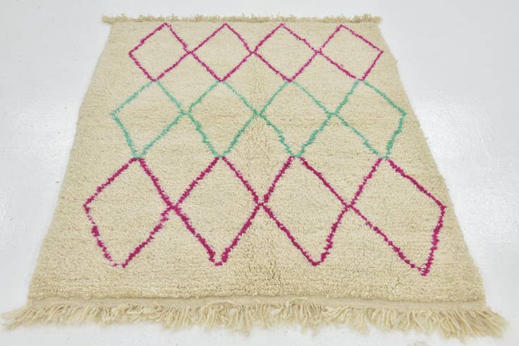 Detail image of 3' 9 x 4' 9 Hand Knotted Moroccan Wool Rug