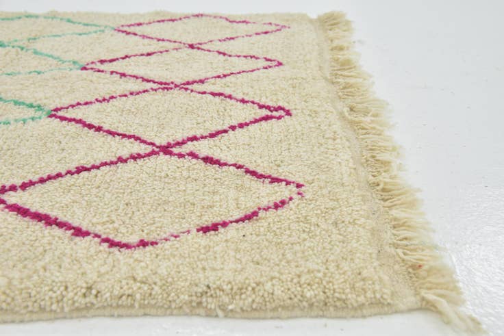 Detail image of 3' 9 x 4' 9 Hand Knotted Moroccan Wool Rug