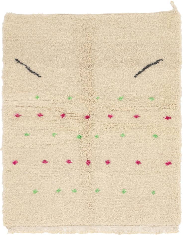 Detail image of 3' 3 x 4' 9 Hand Knotted Moroccan Wool Rug