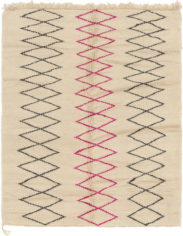 Detail image of 4' 10 x 8' 5 Hand Knotted Moroccan Wool Rug