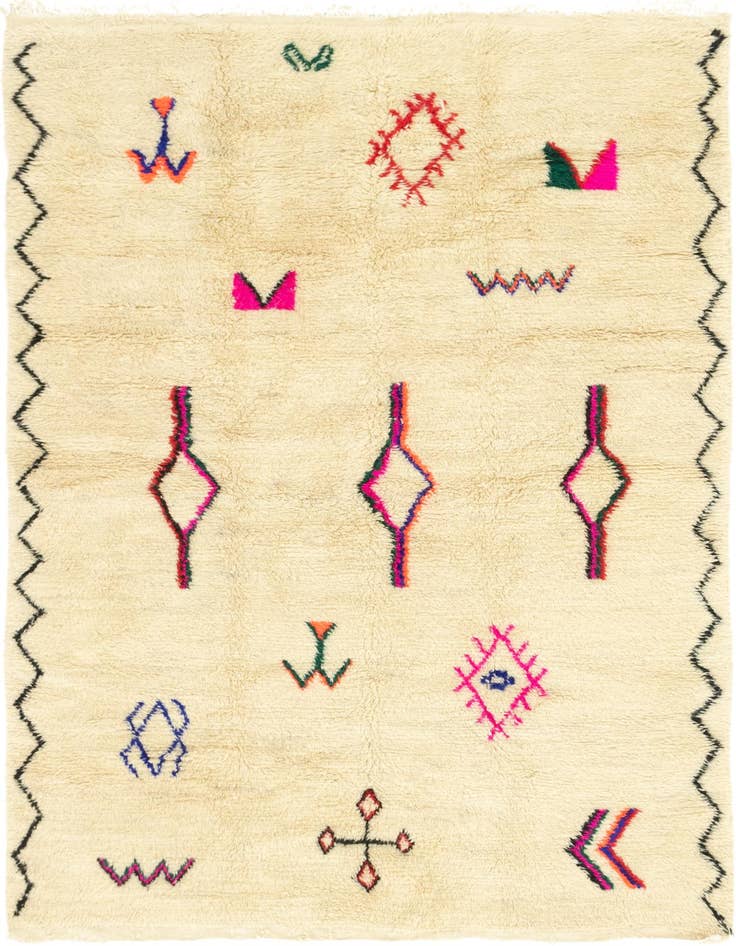 Detail image of 6' 4 x 9' 6 Hand Knotted Moroccan Wool Rug