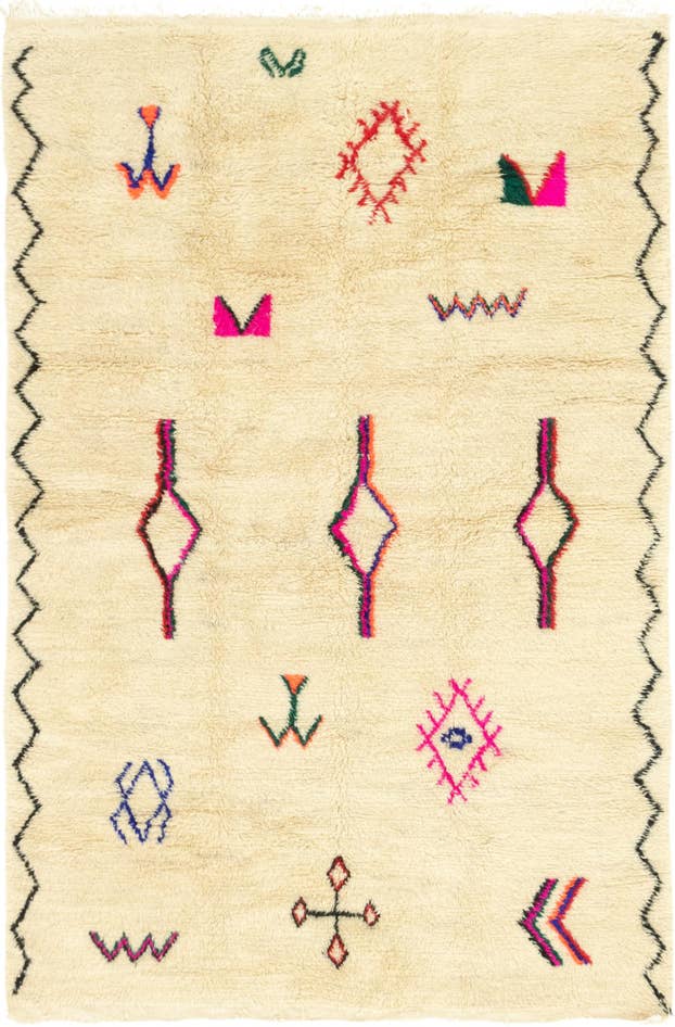 Detail image of 6' 4 x 9' 6 Hand Knotted Moroccan Wool Rug