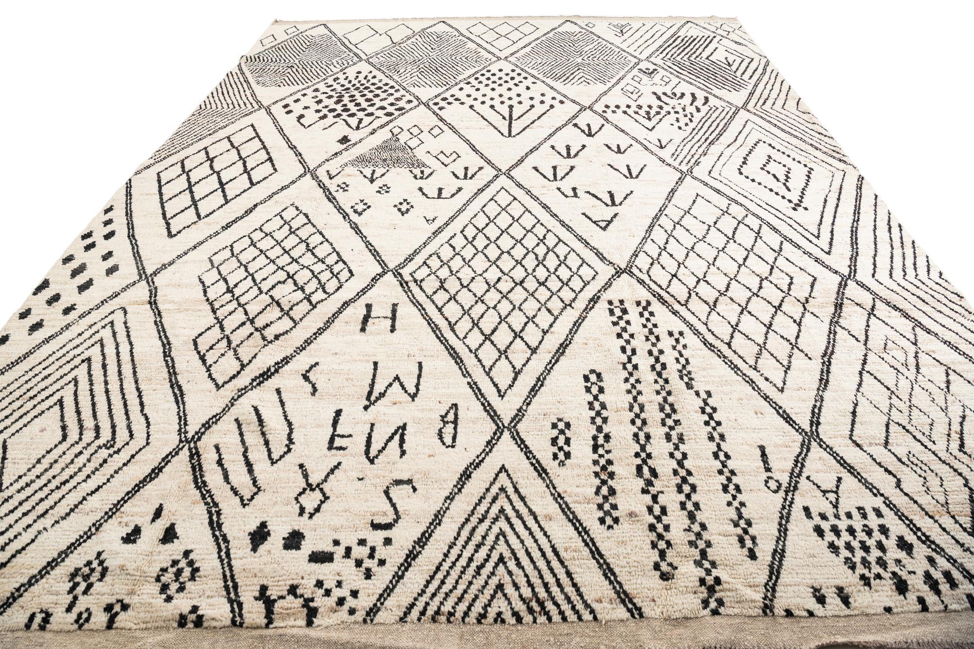 10' 7 x 14' 1 Hand Knotted Moroccan Wool Rug