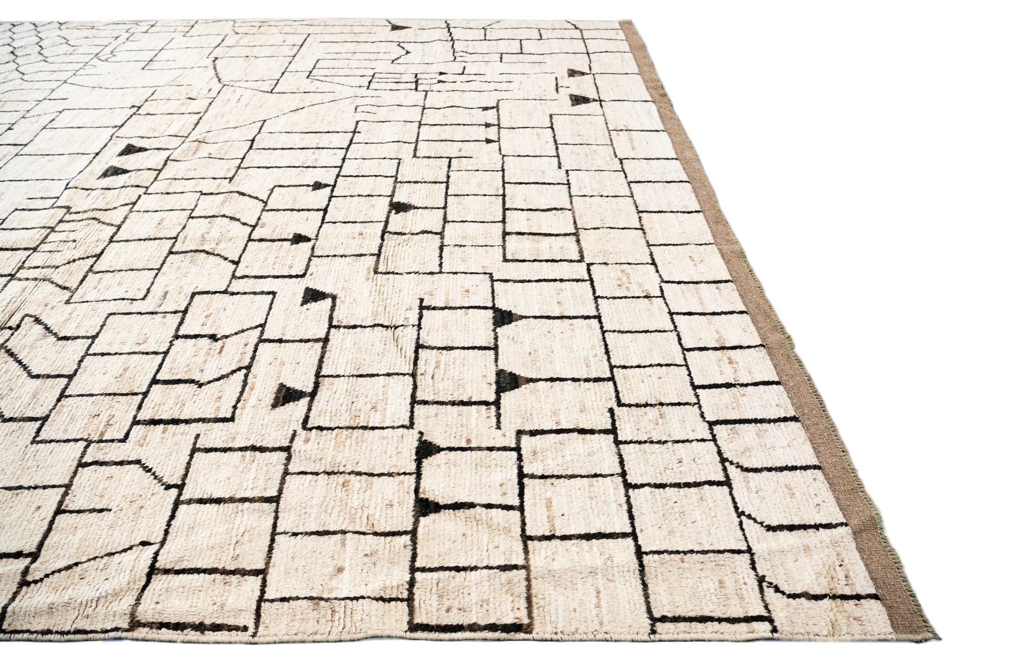 12' 6 x 17' 6 Hand Knotted Moroccan Wool Rug
