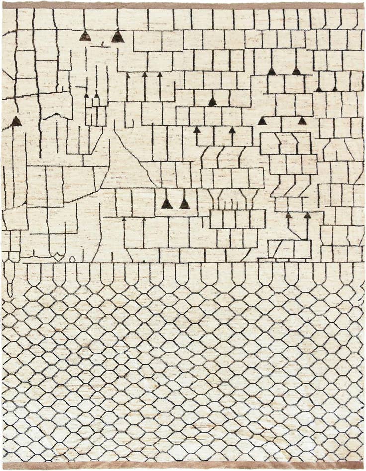 Detail image of 12' 6 x 17' 6 Hand Knotted Moroccan Wool Rug