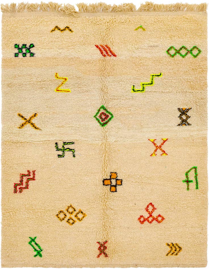 Detail image of 5' 4 x 7' 10 Hand Knotted Moroccan Wool Rug