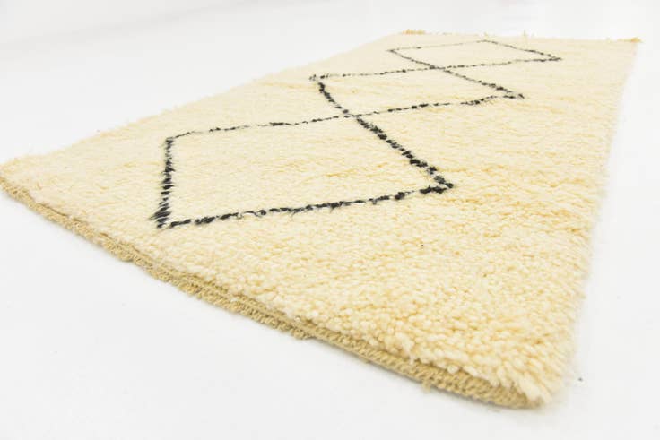 Detail image of 3' 7 x 4' 7 Hand Knotted Moroccan Wool Rug