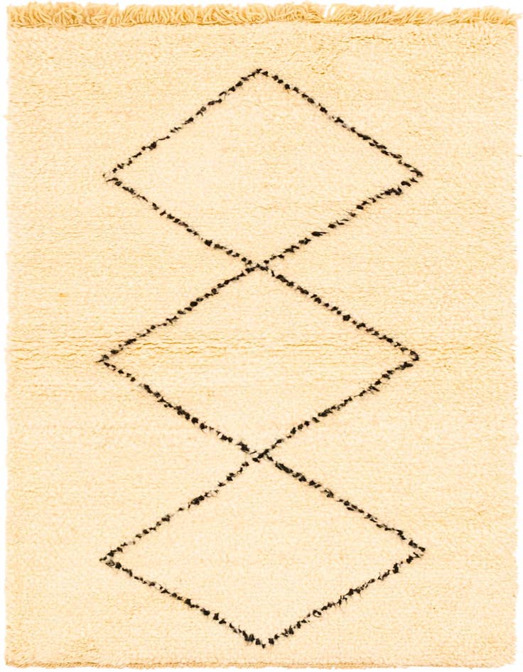 Detail image of 3' 7 x 4' 7 Hand Knotted Moroccan Wool Rug