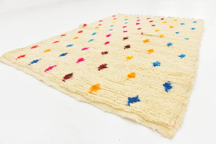 Detail image of 3' 4 x 4' 9 Hand Knotted Moroccan Wool Rug