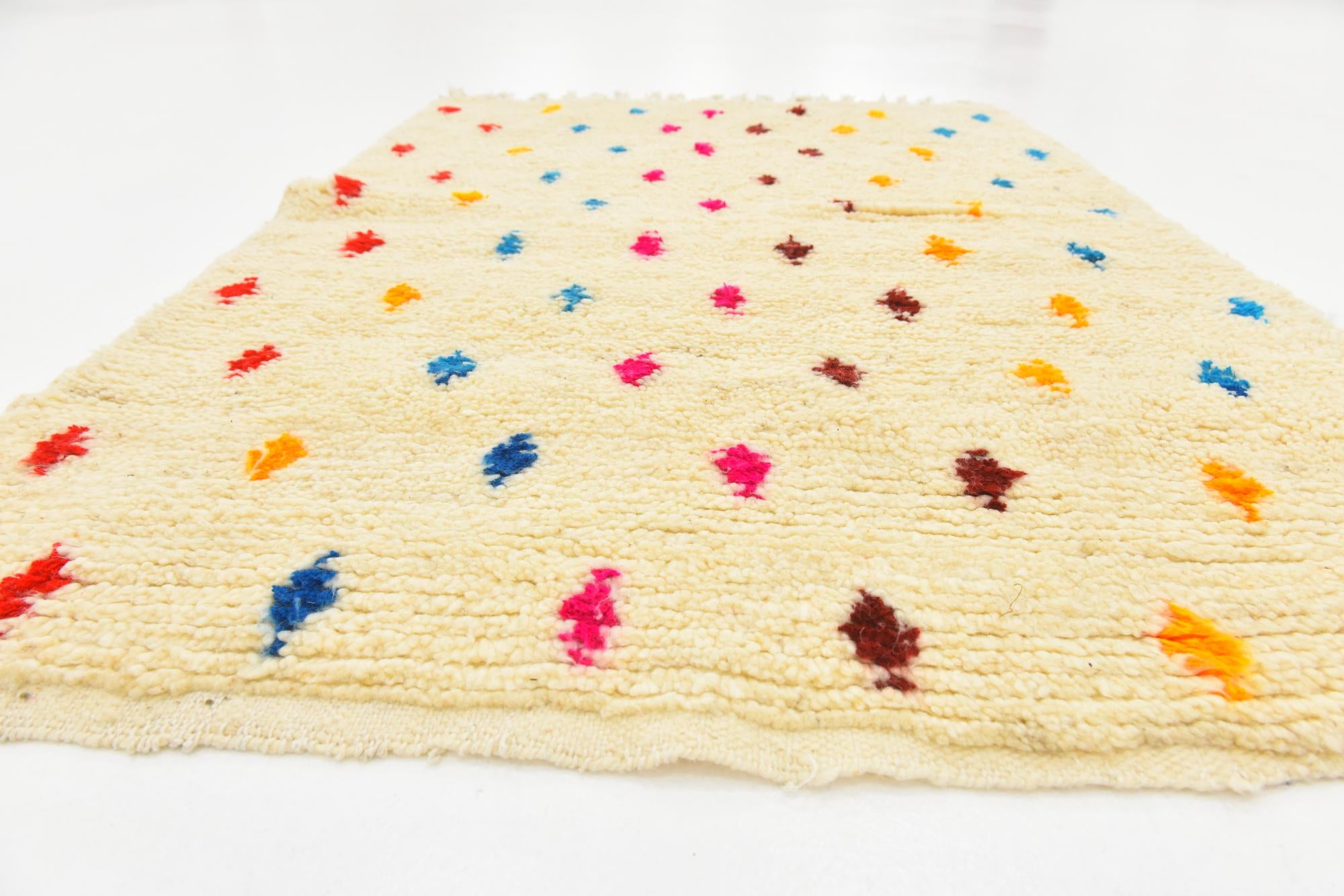3' 4 x 4' 9 Hand Knotted Moroccan Wool Rug