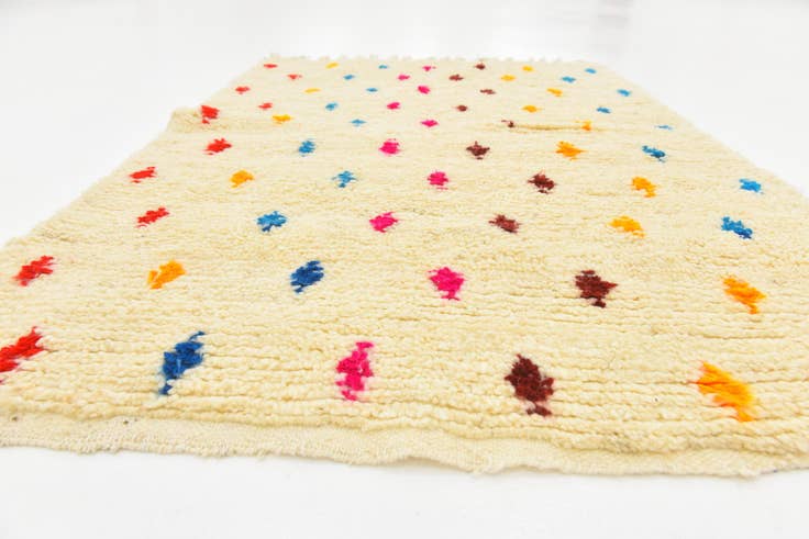 Detail image of 3' 4 x 4' 9 Hand Knotted Moroccan Wool Rug