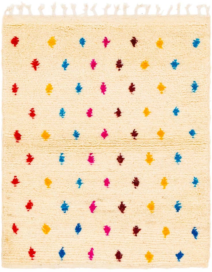 Detail image of 3' 4 x 4' 9 Hand Knotted Moroccan Wool Rug