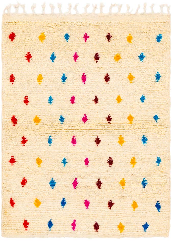 Detail image of 3' 4 x 4' 9 Hand Knotted Moroccan Wool Rug