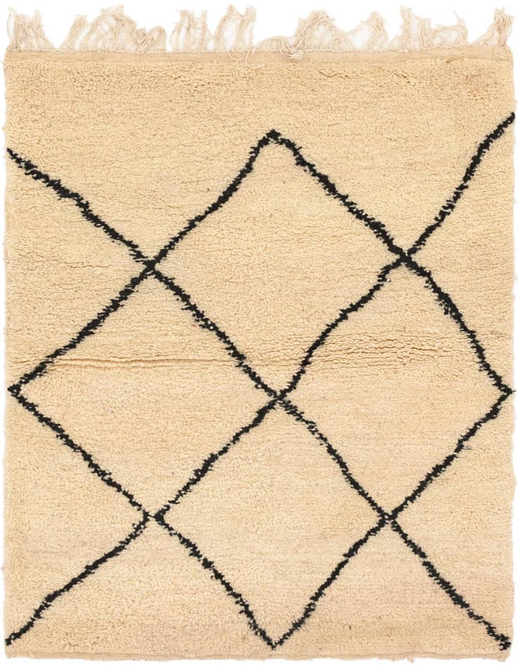Detail image of 3' 4 x 4' 10 Hand Knotted Moroccan Wool Rug