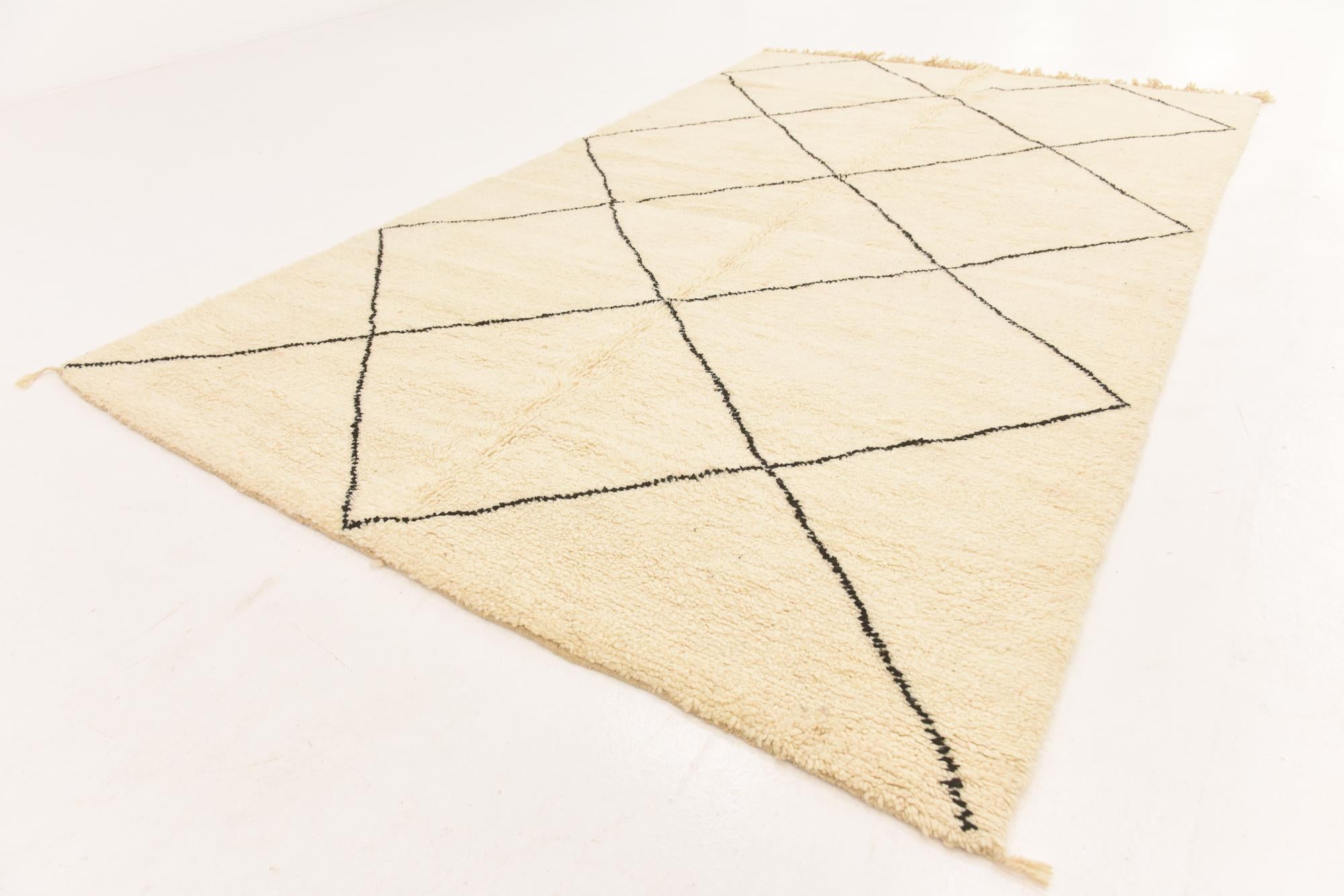 6' 2 x 10' 3 Hand Knotted Moroccan Wool Rug