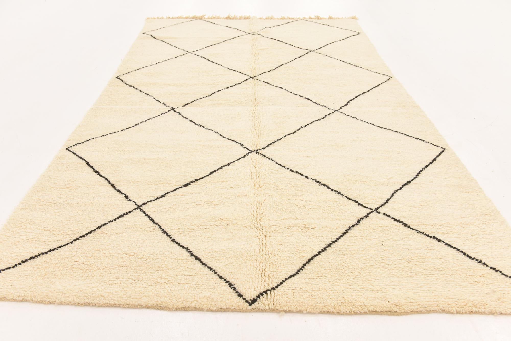 6' 2 x 10' 3 Hand Knotted Moroccan Wool Rug