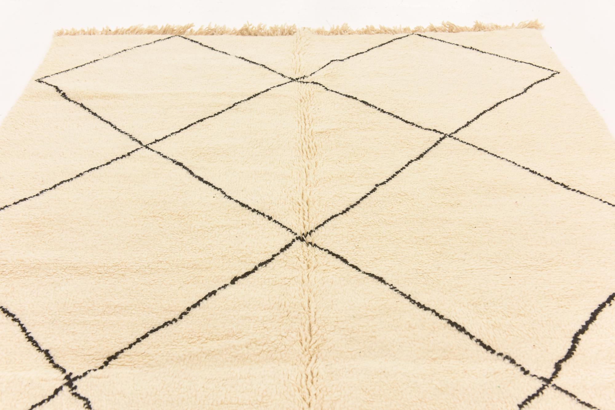 6' 2 x 10' 3 Hand Knotted Moroccan Wool Rug