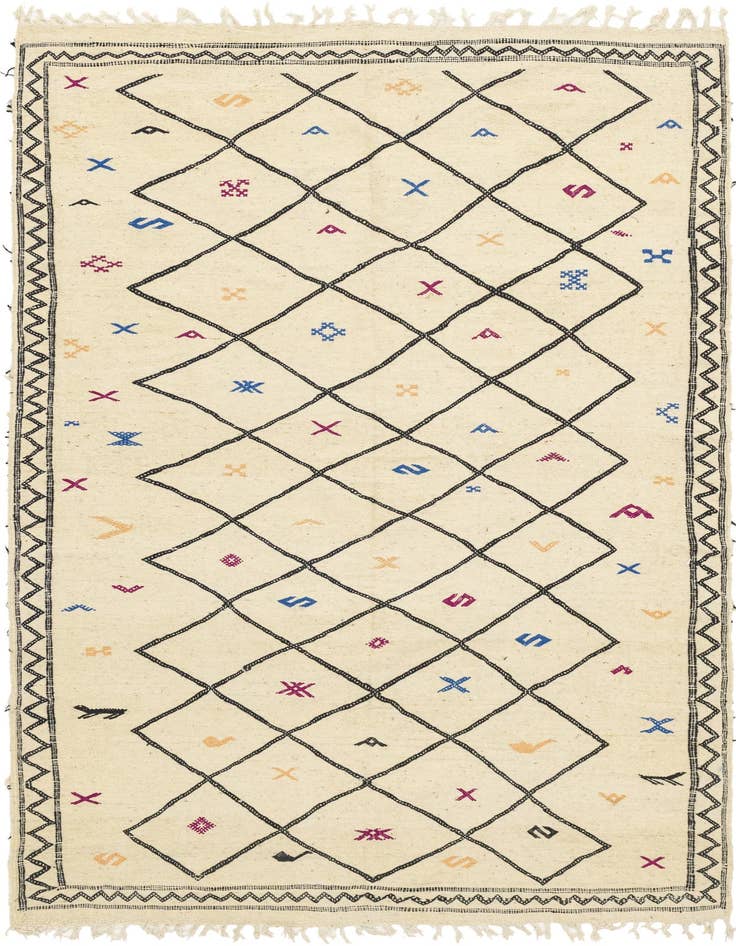 Detail image of 6' 3 x 9' 10 Hand Knotted Moroccan Wool Rug