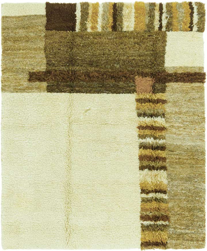 6' 7 x 8' 2 Hand Knotted Moroccan Wool Rug