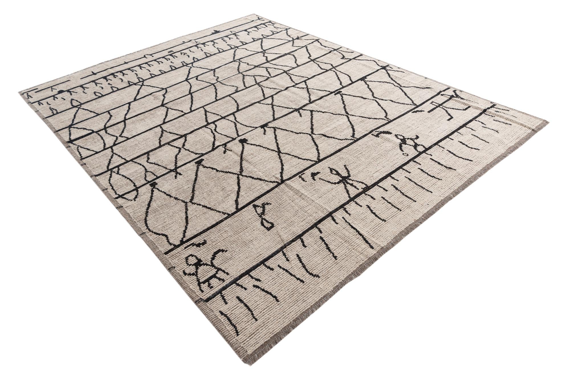 9' 3 x 11' 8 Hand Knotted Moroccan Wool Rug