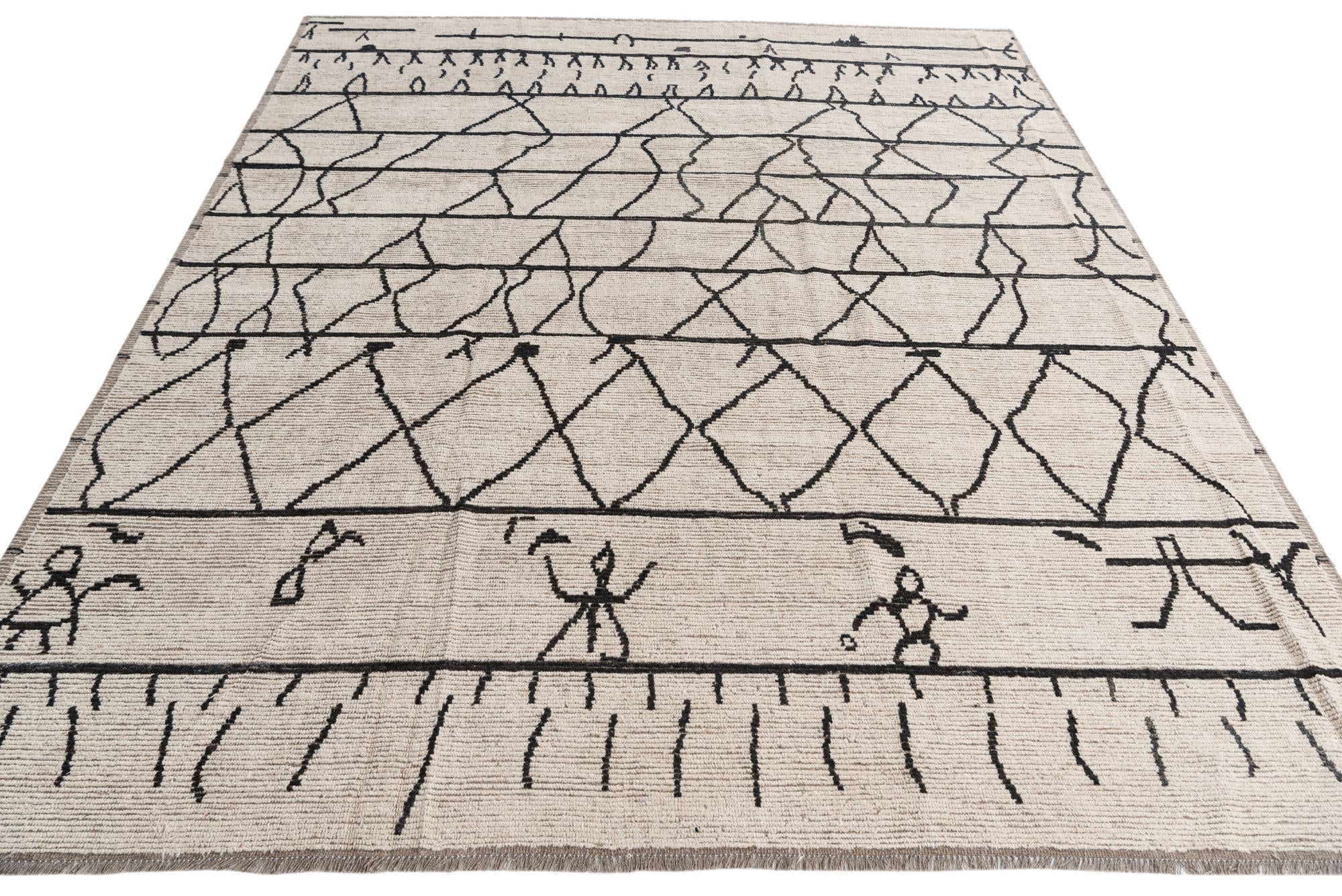 9' 3 x 11' 8 Hand Knotted Moroccan Wool Rug